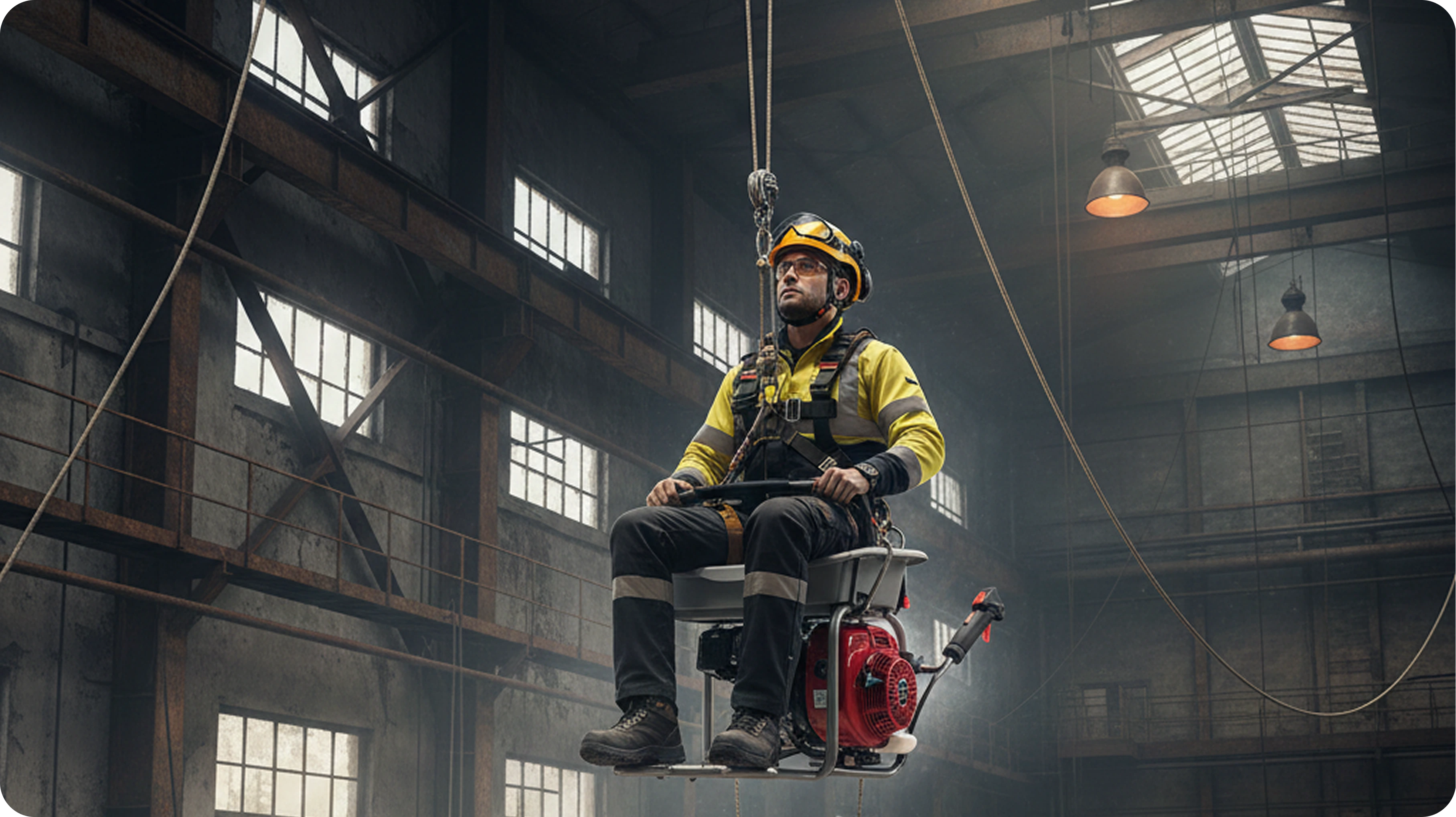 Worker on Harken Gas Powerseat Ascender
